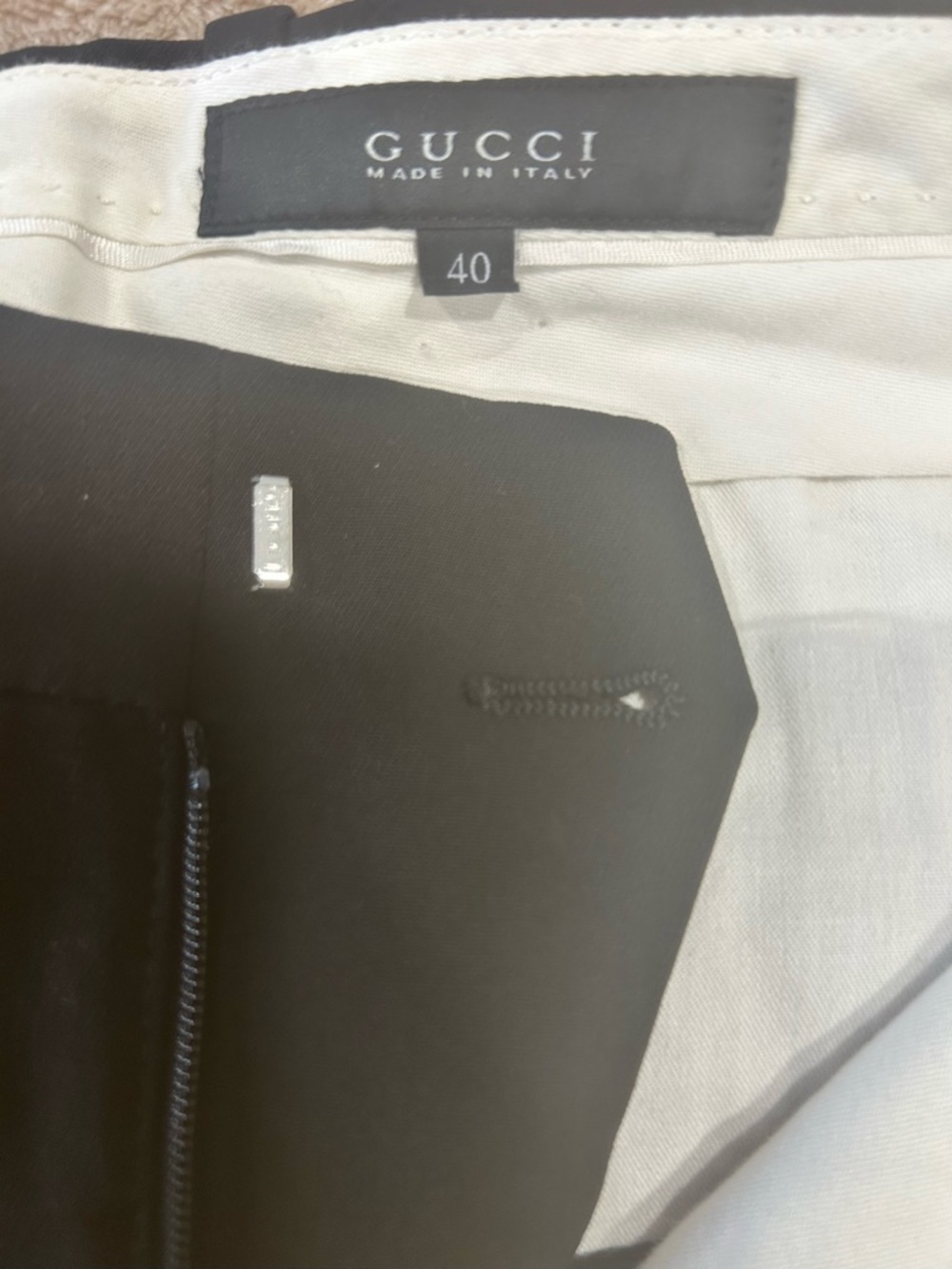 Gucci Black Wool Silk Trouser Pants Flare Italy women’s size IT 40 US 8 Tailored - Picture 3 of 16
